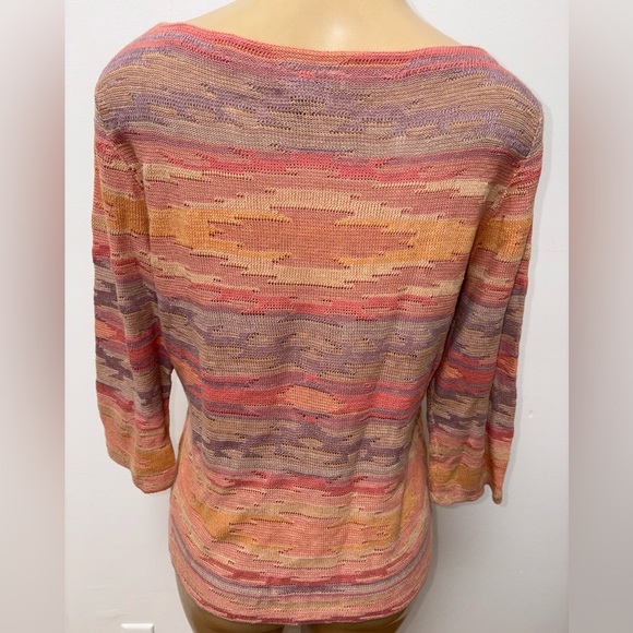 Lauren Jeans Company Ralph Lauren Cotton Linen Aztec Pullover Light Knit Sweater - Picture 5 of 5